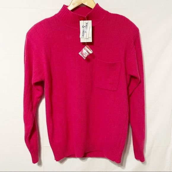 M Vintage Lambswool Angora Blend Hot Pink Sweater Deadstock - Picture 1 of 11